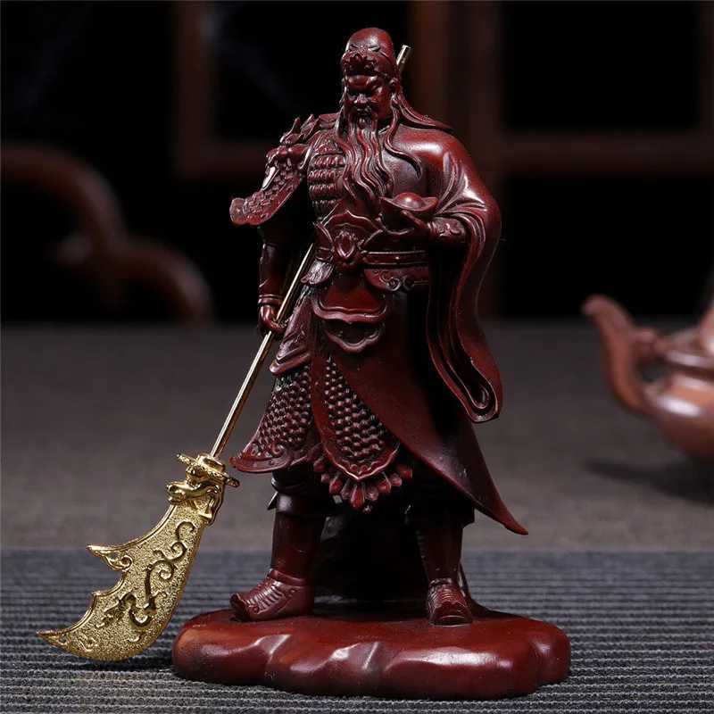 Chinese Guan Gong Bronze Resin Statue Feng Shui Figurine for Home Decor & WealthT260307