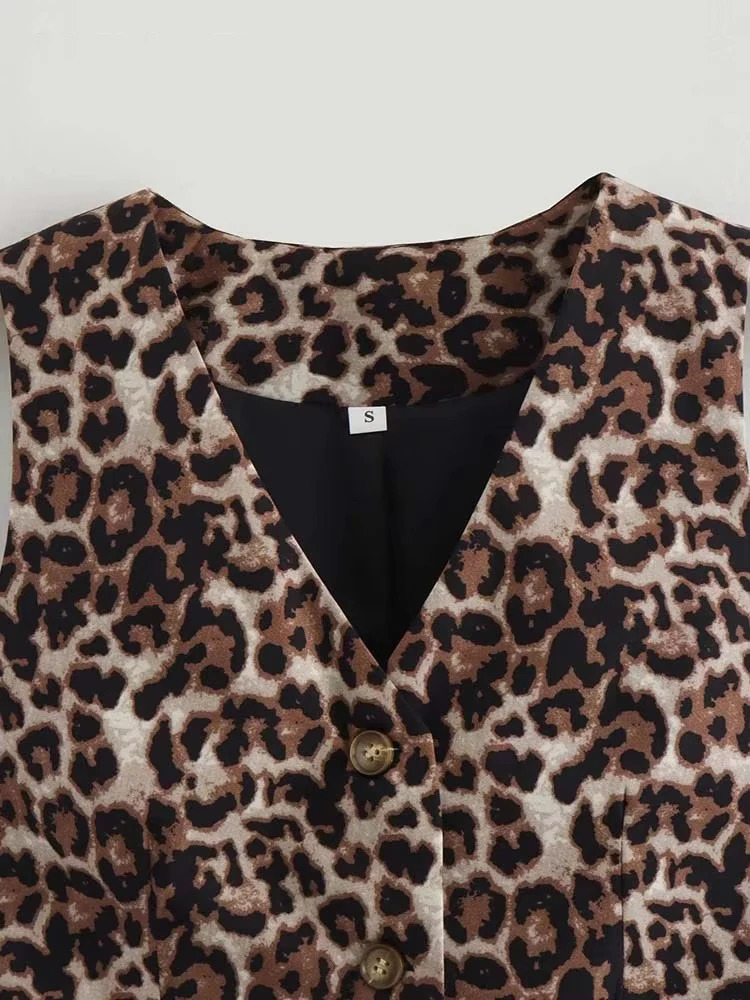 Womens Vest Fashion Leopard Summer VNeck Singlebreasted Top Ladies Casual Cropped Sleeveless Coat In Vests 260306