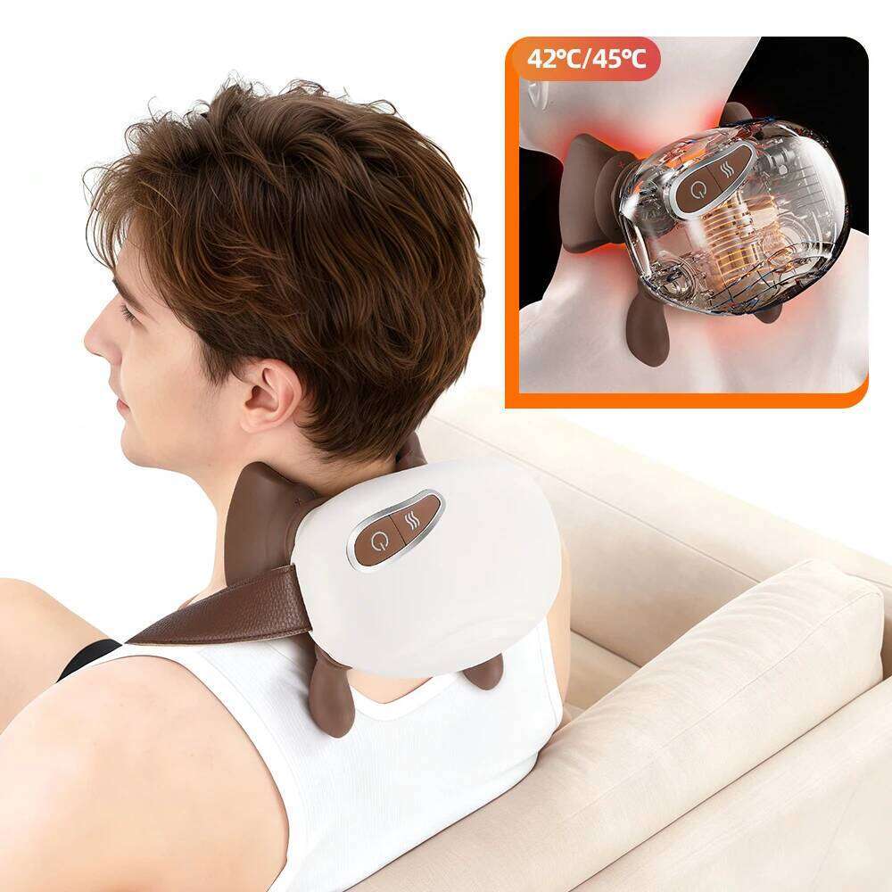 4D Bionic Finger Shoulder Massager Wireless Cervical Hot Compress Trapezius Kneading Massage Shawl Neck masajeador 26Y0307