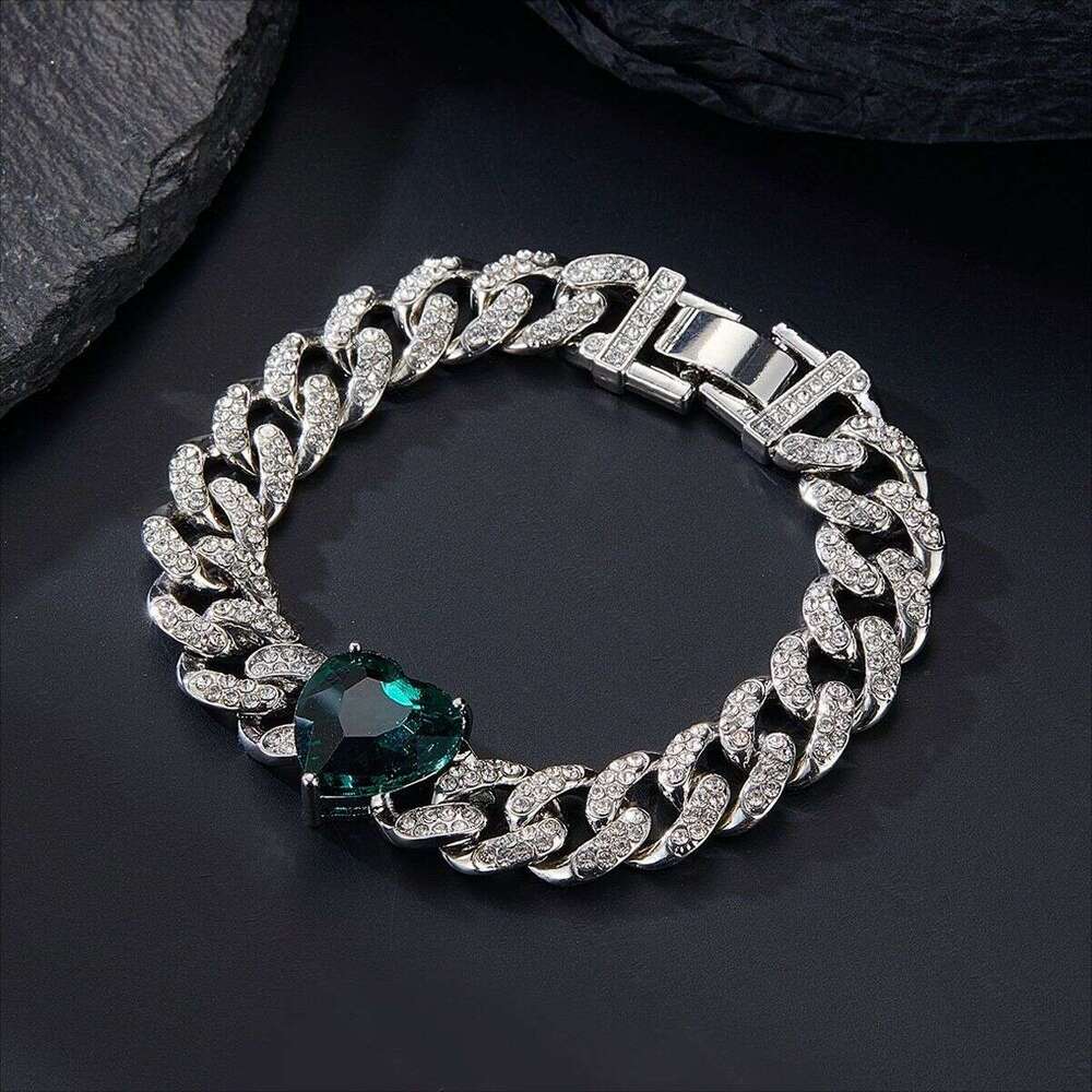 Popular fashion high-end luxury versatile diamond-shaped Cuban chain high-quality zinc alloy necklace hip-hop bracelet for men and women