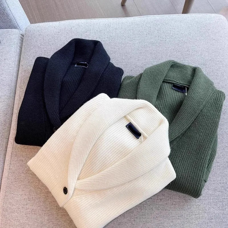 Winter Men Knitted Buttoned Cardigan Sweatercoat Long Sleeve Solid Color Casual Streetwear Suit Collar Vintage Coat M-3XL 260306
