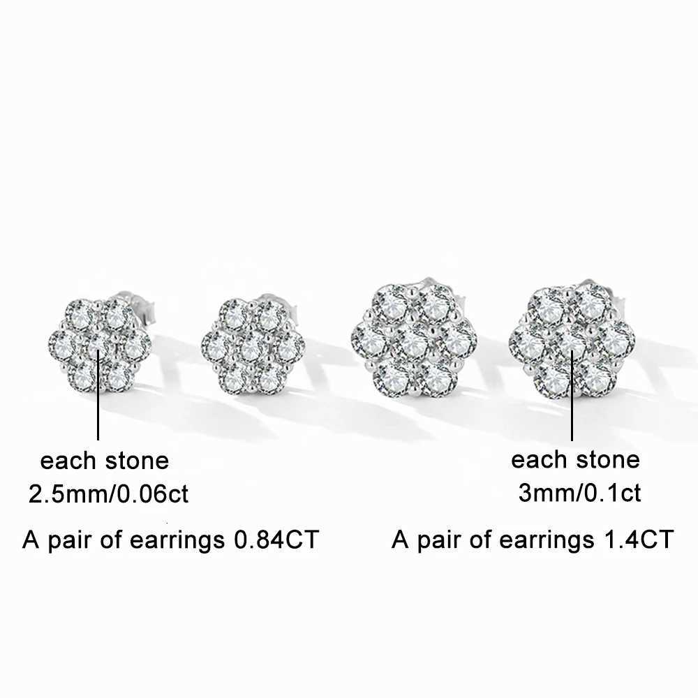 Real D Color Flower Full Moissanite Jewelry Sets for Women 925 Sterling Silver Diamond Pendant Necklace Stud Earrings Jewelry H260307 - view 4