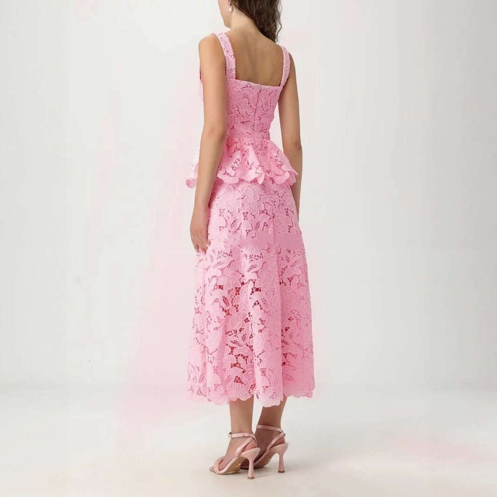 2026 Spring/Summer New Women's A1 Designer Elegant and Sexy Lace Cake Dress