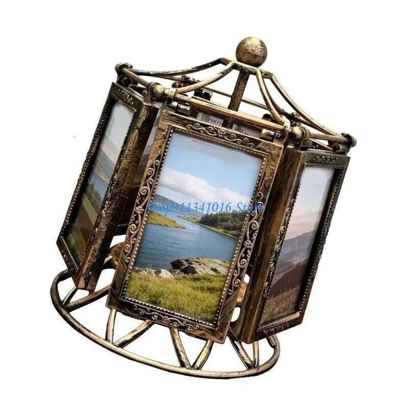 Rotatings Ferris Wheel Desk Photo Display Carousels Picture Frame H260306