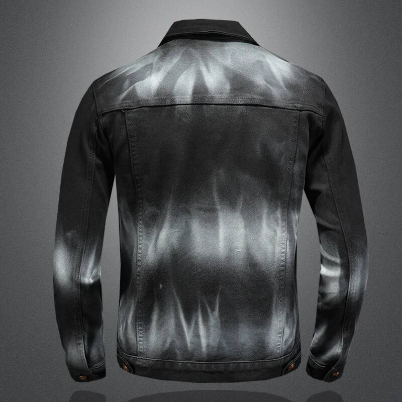 Spring Autumn Men's European gradient Denim Jacket Male American Retro High Quality Slim Fit Bomber Jeans Coat