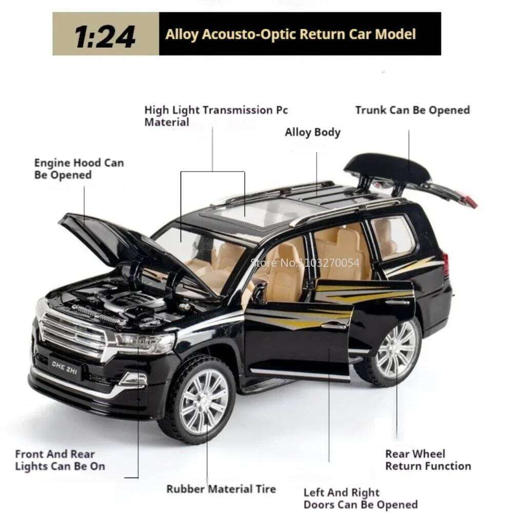 1:24 Land Cruiser LC300 Alloy Diecast Model Toys Car Sound Light Pull Back Doors Opened Miniature Vehice for Kids Festival Gifts Z260307
