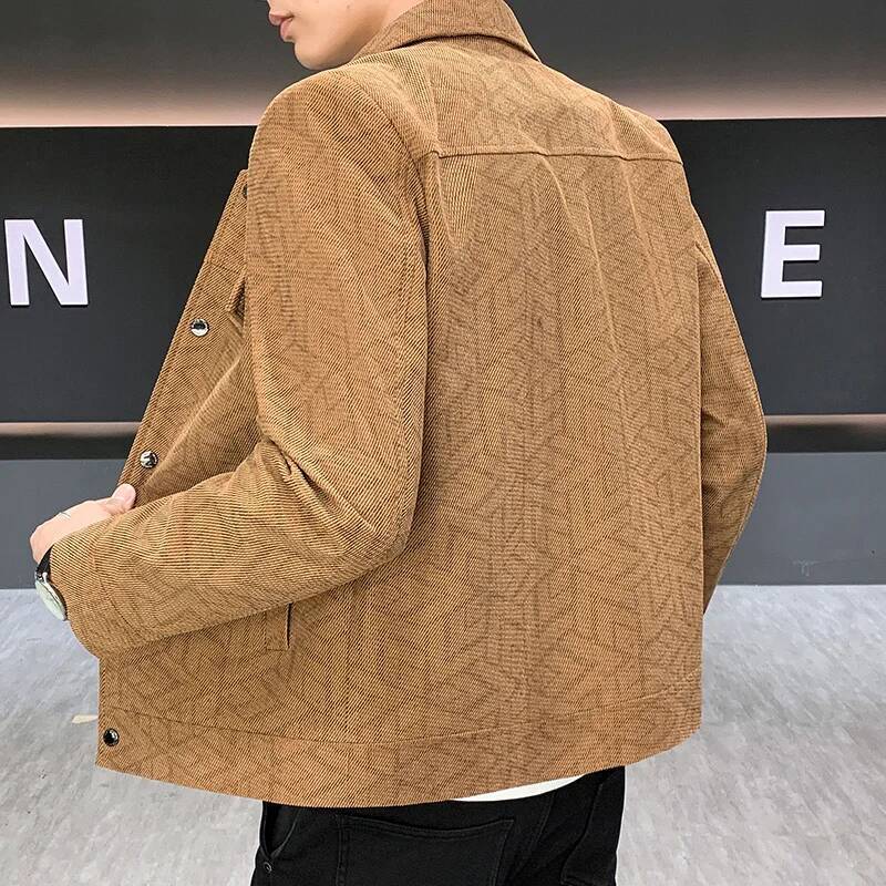 Classic Jacquard Jacket For Men High-End Street Style Autumn New Arrival Thin Regular Length Lapel Coat