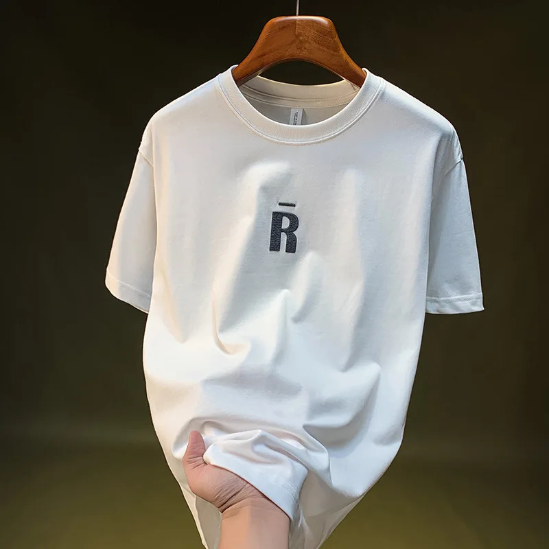 2025 Summer Short Sleeve Tshirt Mens Letter Printed Trendy Versatile American Half Top 260228