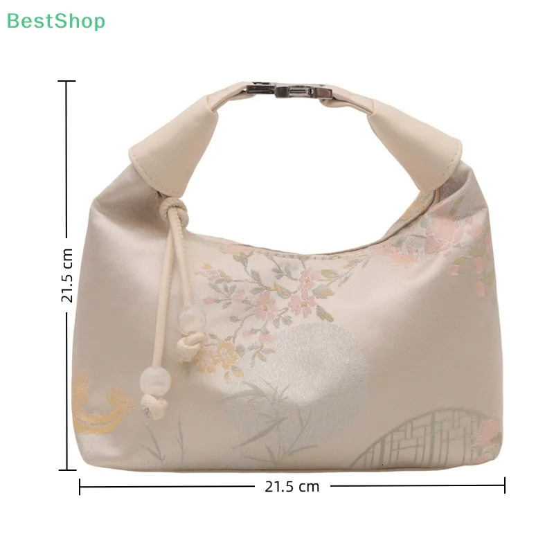 RebeccaChinese Style Embroidered Handbag Hanfu Embroidery Zipper Crossbody Bag Cheongsam Party 260307