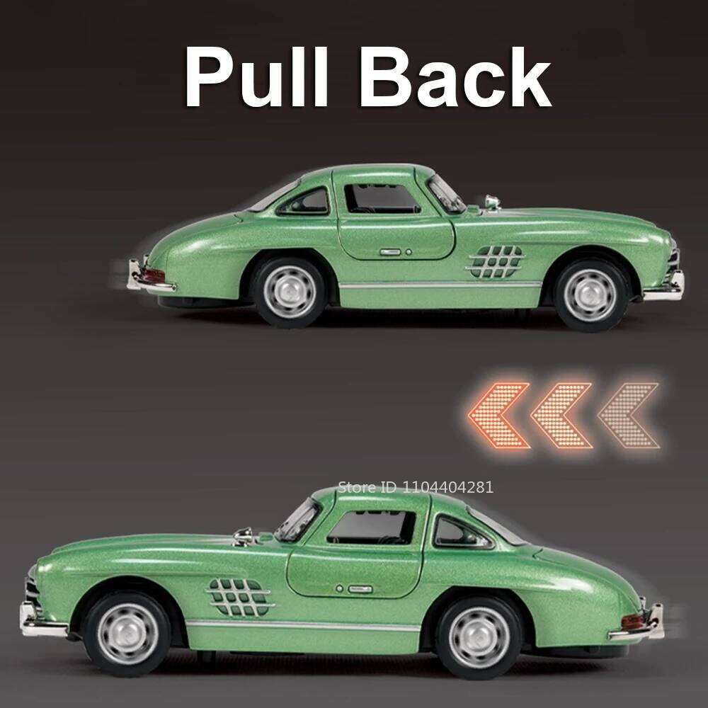 1:32 300SL Alloy Model Diecast Toys Car Sound Light Doors Opened Wheel Pull Back Miniature Cars for Boys Birthday Gift Z260306