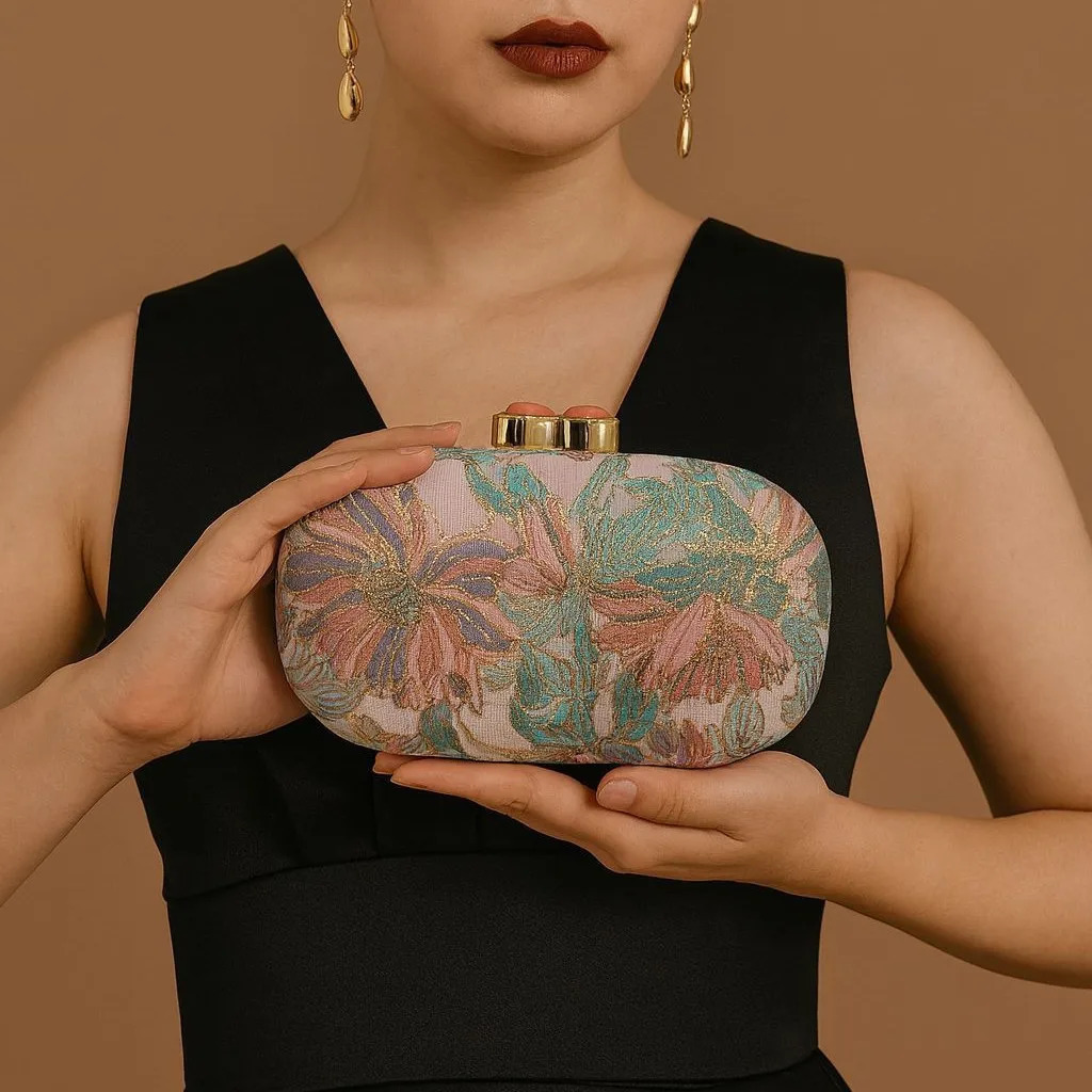 Retro Chinese Style Print Small Clutch Ladies Chain Shoulder Bag Crossbody Fashion Fine Blue Green White Womens Metal Handbags 260307