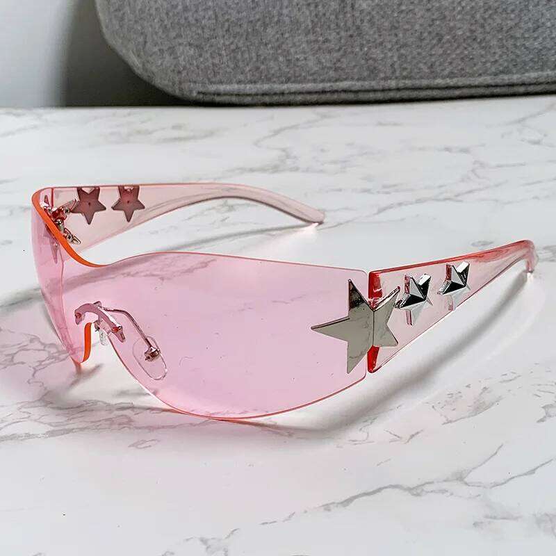 New Women's Fashion Y2K Sunglasses Star Decorative Large Frame Sun Glasses Outdoor Sports Cycling Eyewear UV400 Gafas De Sol 26Y0302