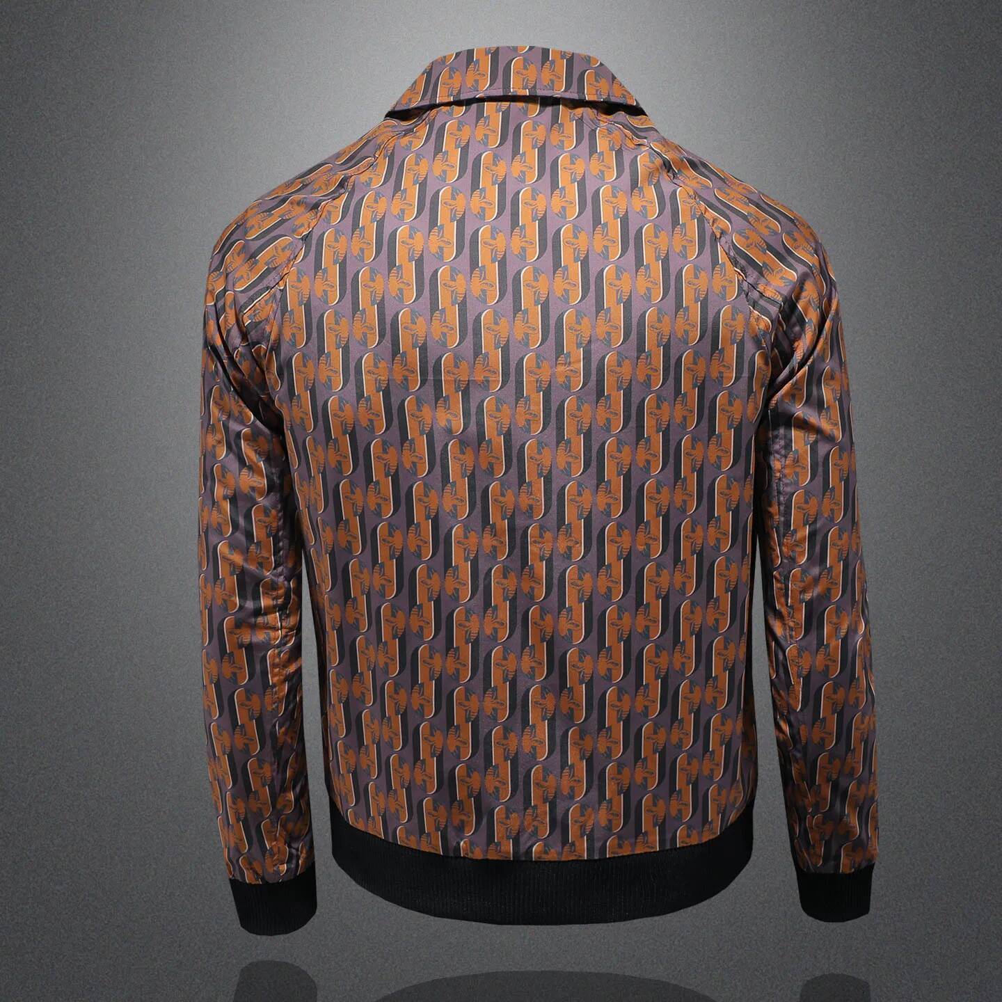 Luxury Printed Turn Down Collar Men's Jacket Business Bomber Jackets Male Casual Coats Social Streetwear Men Clothing