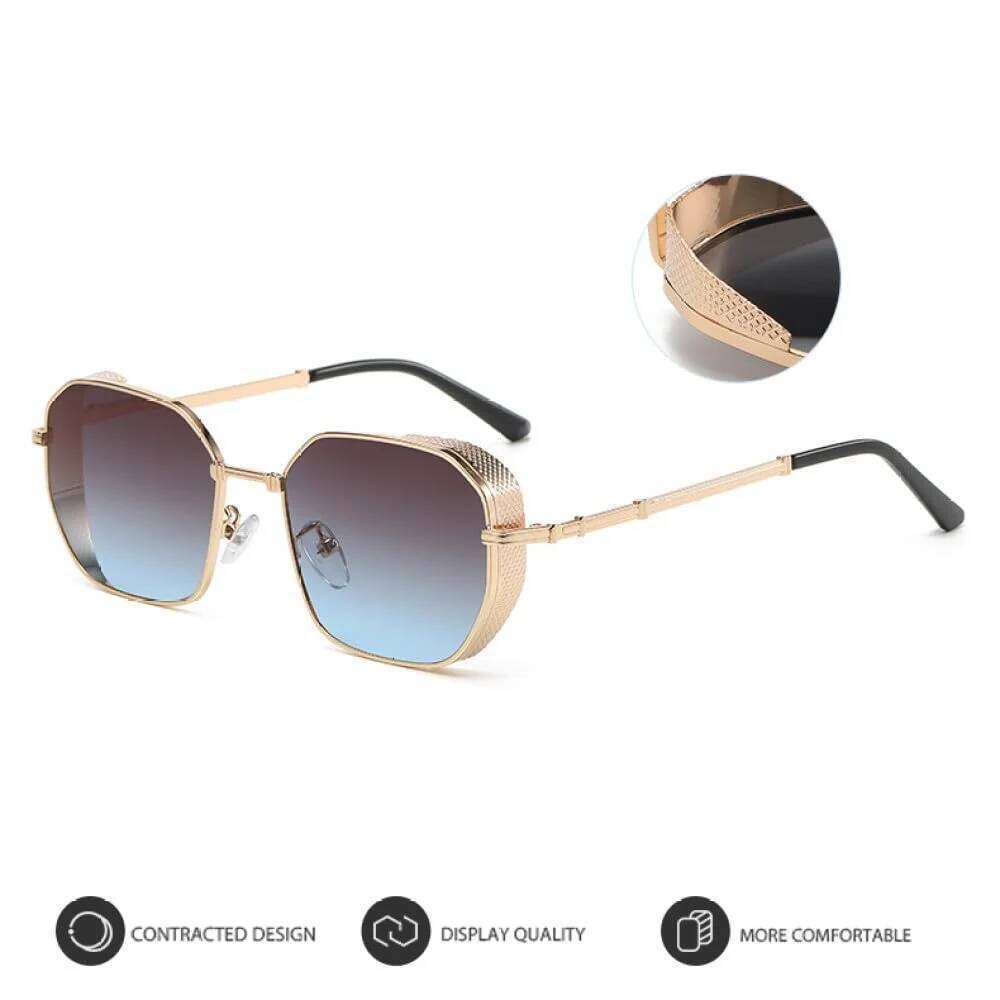 KLASSNUM Fashion Rectangular Sunglasses Women New Metal SunGlasses Classic Minimalist Men Eyeglasses Sun Protection Oculos UV400 26Y0302