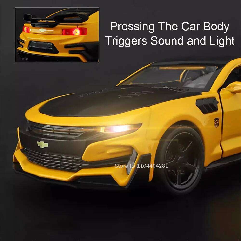 1:32 Camaro Alloy Miniature Car Diecast Model Toys with Sound Light Pull Back Doors Opened Vehices Adult Children's Holiday Gift Z260306