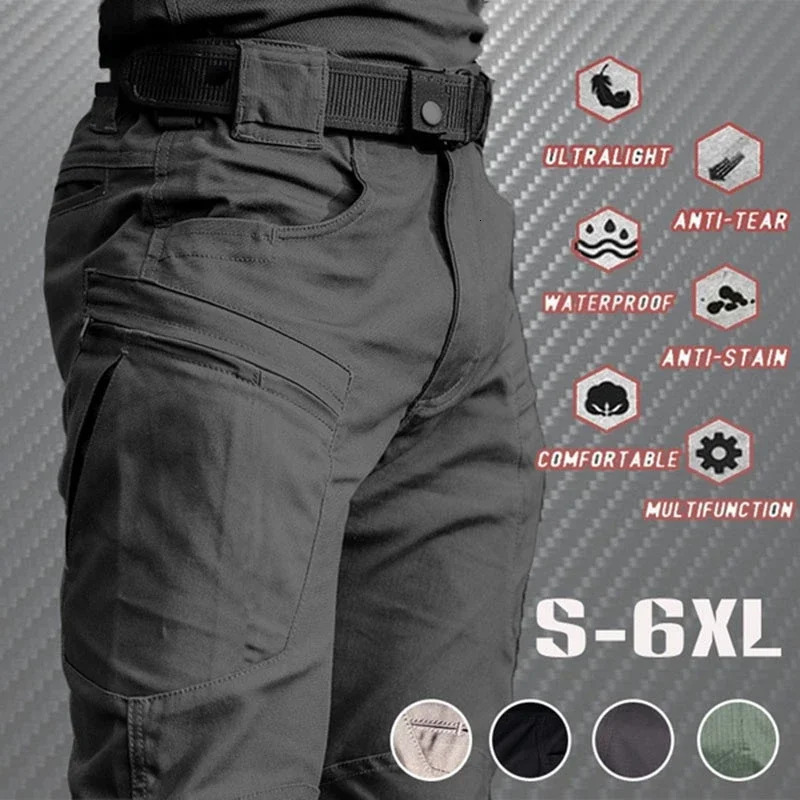 Men Summer Tactical Multi-pocket Cargo Pants Lightweight Casual Waterproof Casual Pants Wear-resisting Outdoor Hiking Man Pants 260305