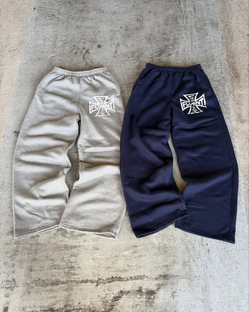 Fashion trend High street sports sweatpants men Y2k loose straight pants Hip hop American winter couple Goth vintage pants 260303