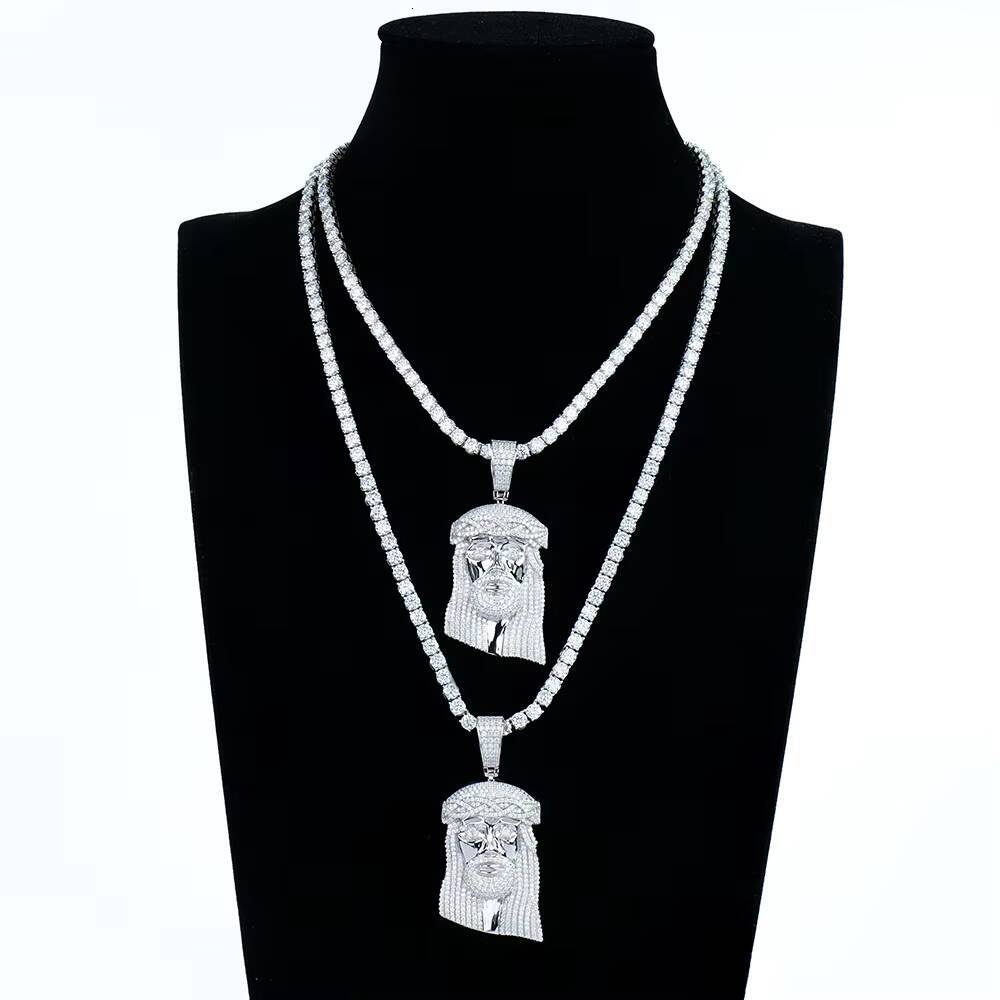 Hip Hop Jesus Pendant Necklace Cuban China 925 Sterling Silver Gold Plated Iced Out Mossanite Pendant for Men