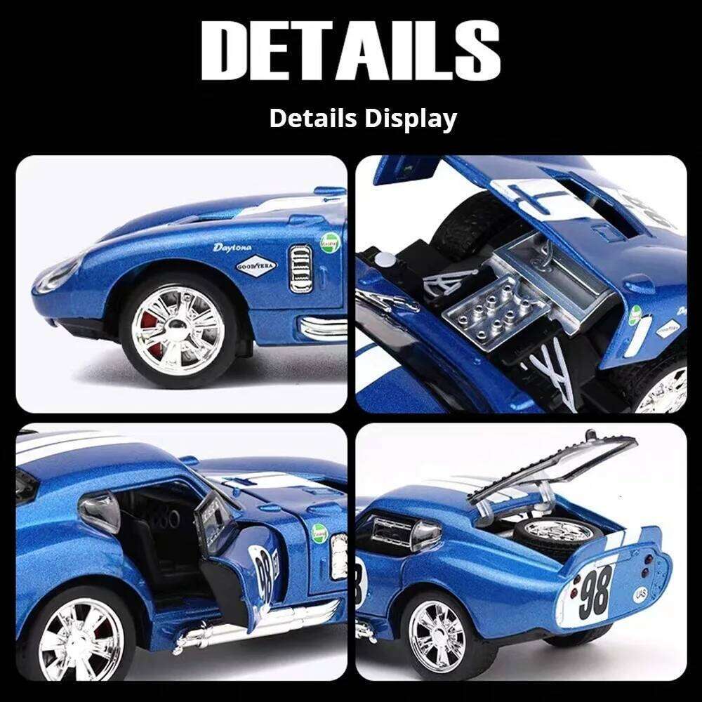 1:32 Mustang Shelby Vulcan Alloy Diecast Model Toys Miniature Car with Sound Light Pull Back Doors Opened Vehices Christmas Gift Z260306