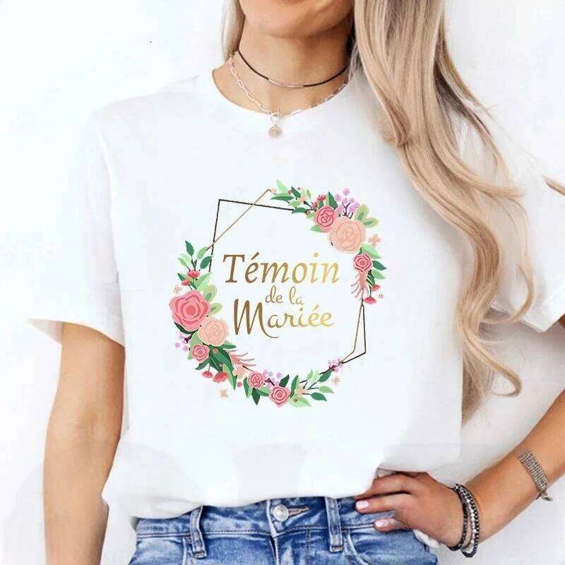 Flower Wreath Team T-shirt French Bridal Wedding Tops Single Farewell Bachelorette Party Tee EVJF Future Bride To Be Shirt XJ260306 XJ260306