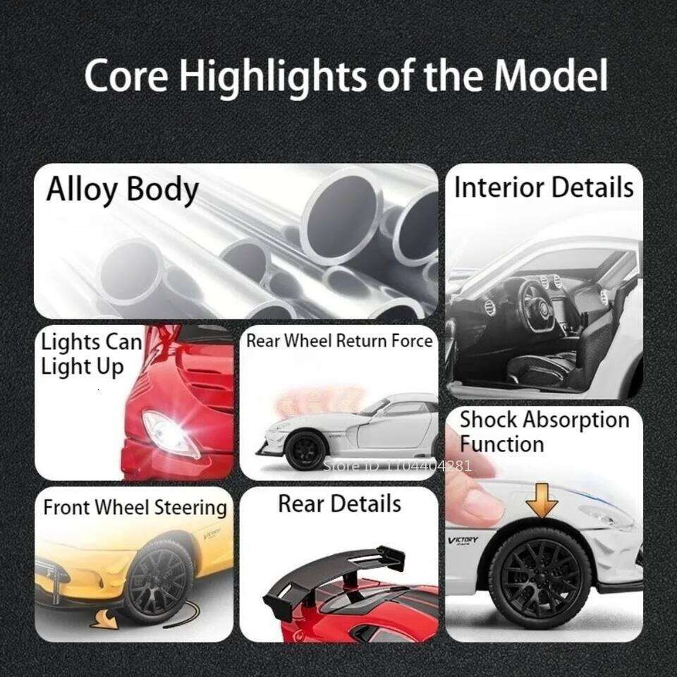 1:32 Viper Mammoth Alloy Diecast Toy Model Cars Rubber Tire Light Music Vehicle Wheel Steering Miniature Car Boy Collection Gift Z260306