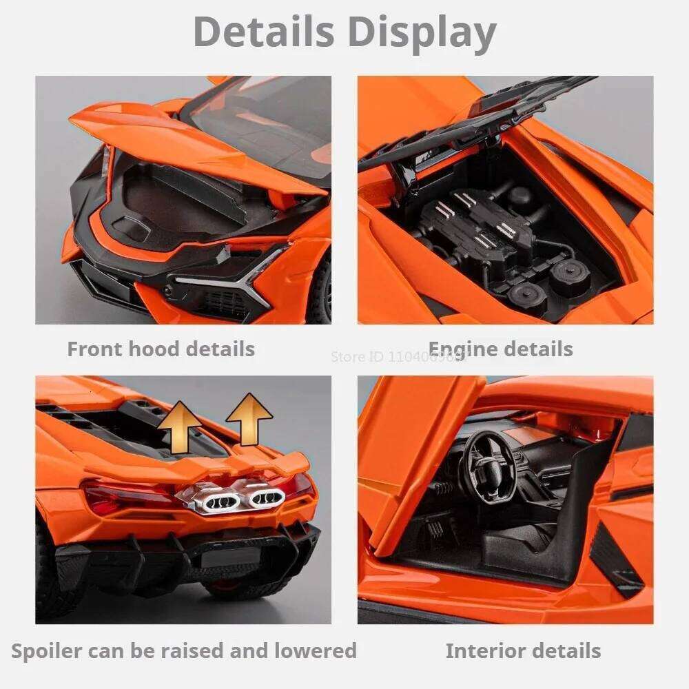 1:32 Lambor Revuelto V12 GT Car Toy Alloy Diecast Model Doors Opened Sound Light Pull Back Miniature Sportscar Collect Ornaments Z260306