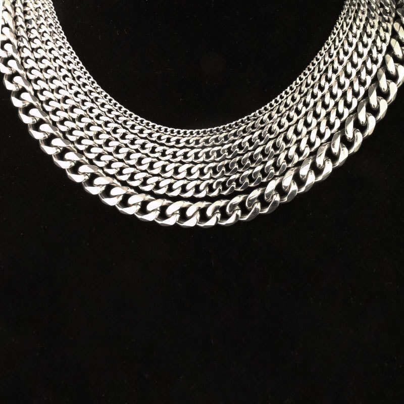 European and American ins-style trendy hip-hop 316L eco-friendly high-quality simple versatile thick chain titanium steel necklace