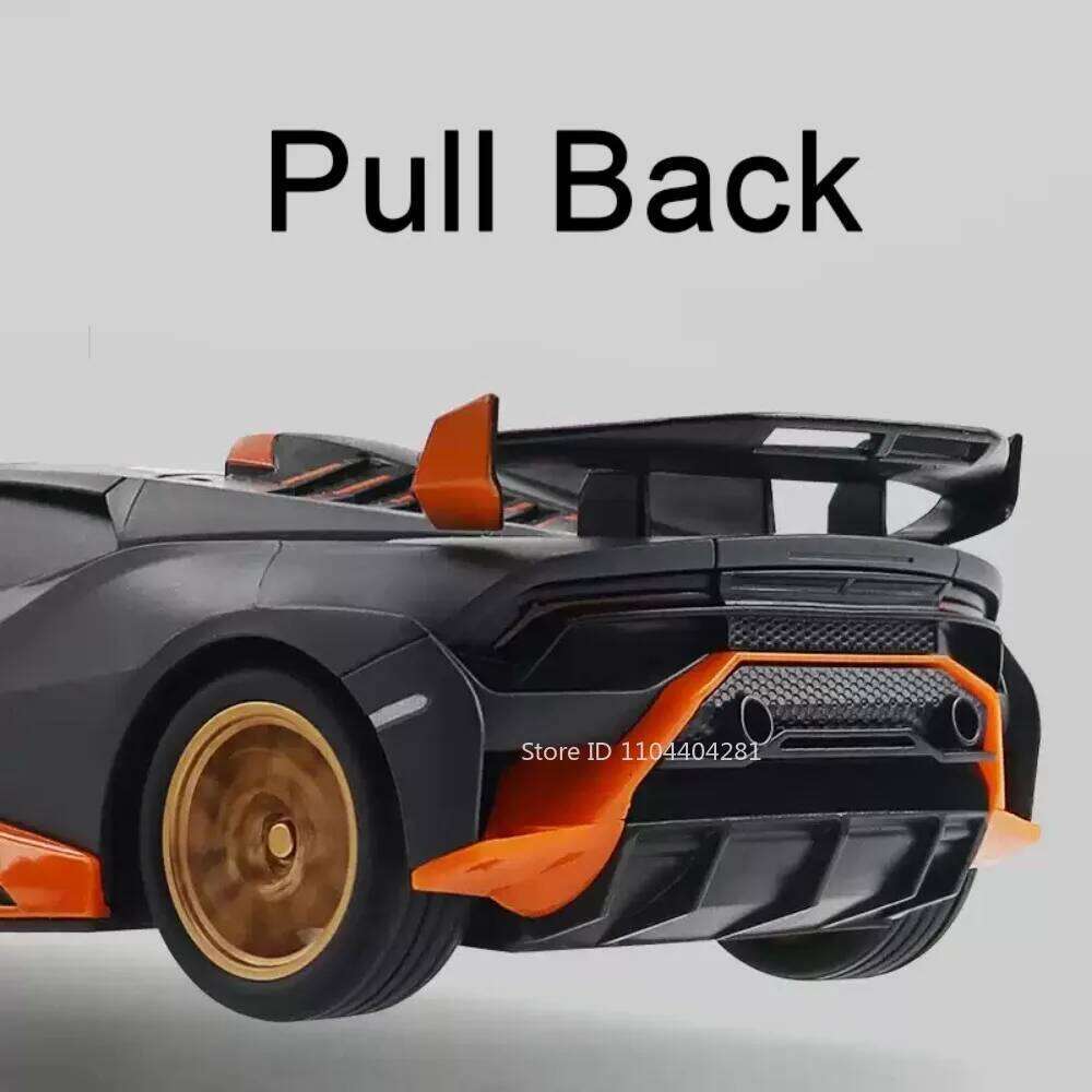 1:24 Lambor Huracan STO SCV12 Model Toys Alloy Diecast Cars Doors Opened with Sound Light Pull Back Vehices Boy's Birthday Gifts Z260307