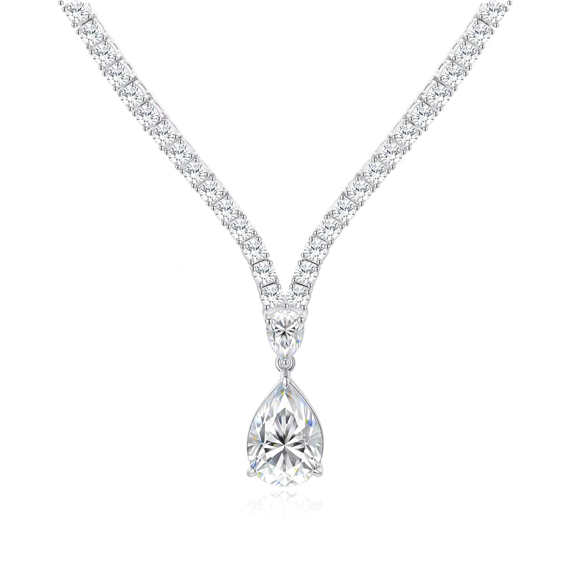 925 Silver Moissanite Tennis Chain with Pear Cut Jewellery Wedding Party 6ct Moissanite Necklace Hip Hop Moissanite Pendant
