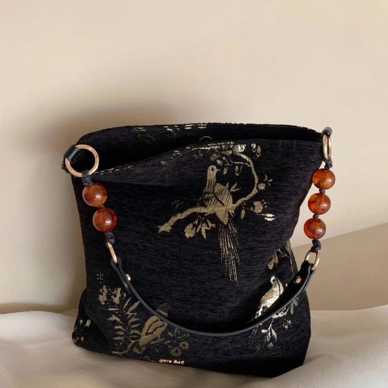 2026 Chinese Style Large Capacity Womens Shoulder Bag Summer Armpit Ancient Tote Canvas Retro Elements 260307