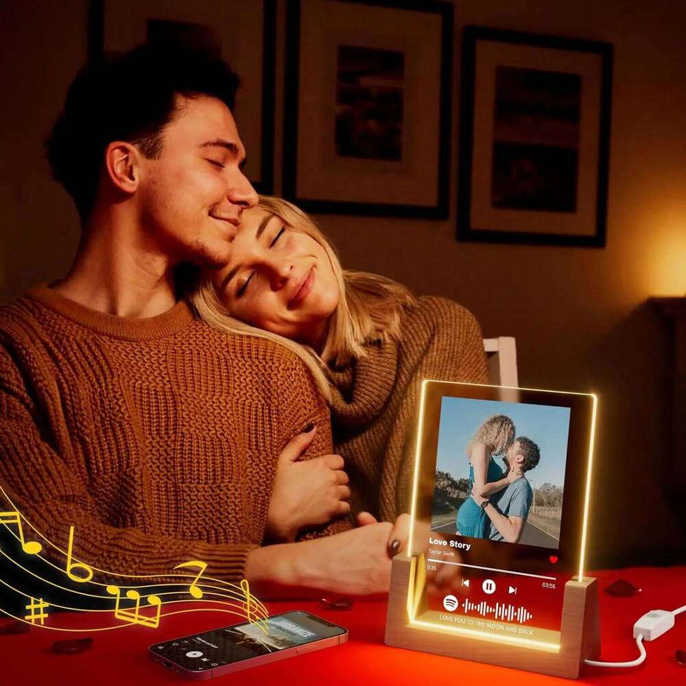 Customized Spotify Music Plaque For Anniversary Valentine Day Personalized Acrylic Photo Frame Lamp Copule Romantic Gifts H260306
