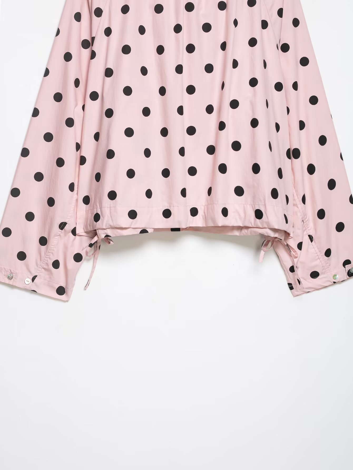PB&ZA 2026 Spring New Product Women's Fashion Casual Bow Tie Stand up Collar Long Sleeve Polka Dot Loose Coat