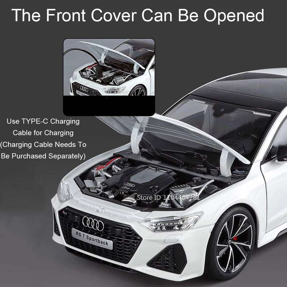 1:18 RS7 Range Rover Alloy Car Model Diecast Toy Sound Light 6 Doors Opened Shock Absorption Miniature Vehice Kid Christmas Gift Z260306