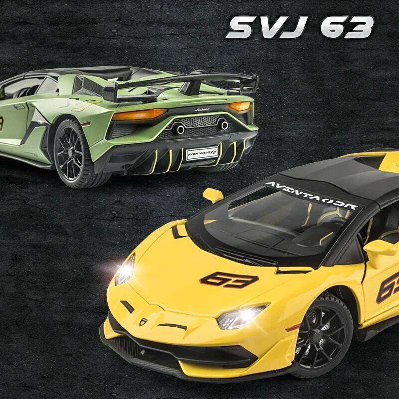 1:24 Lambo SVJ63 Alloy Model Sports Model, Simulated Car Children's Toy Collection Ornaments for Boys Gifts Z260307