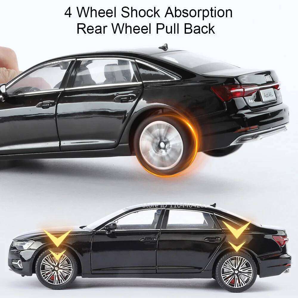 1:24 A6L Q5 Diecast Model Alloy Car Toys Front Wheel Steering Sound Light Pull Back Doors Opened Miniature Vehcie Christmas Gift Z260307