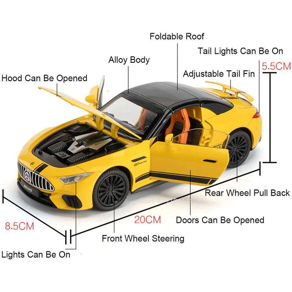 1:22 Scale SL63 G800 Model Miniature Car Toys Diecast Alloy Vehices Front Wheel Steering Sound Light Pull Back Models Adult Gift Z260306