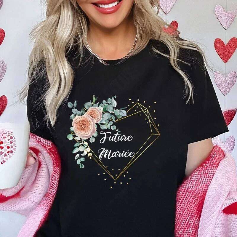 French Girls Bachelorette EVJF Party Tops Team Future Bride T-Shirt Short Sleeved Fashion Flower Crown Tees Bridal Wedding Shirt XJ260306 XJ260306