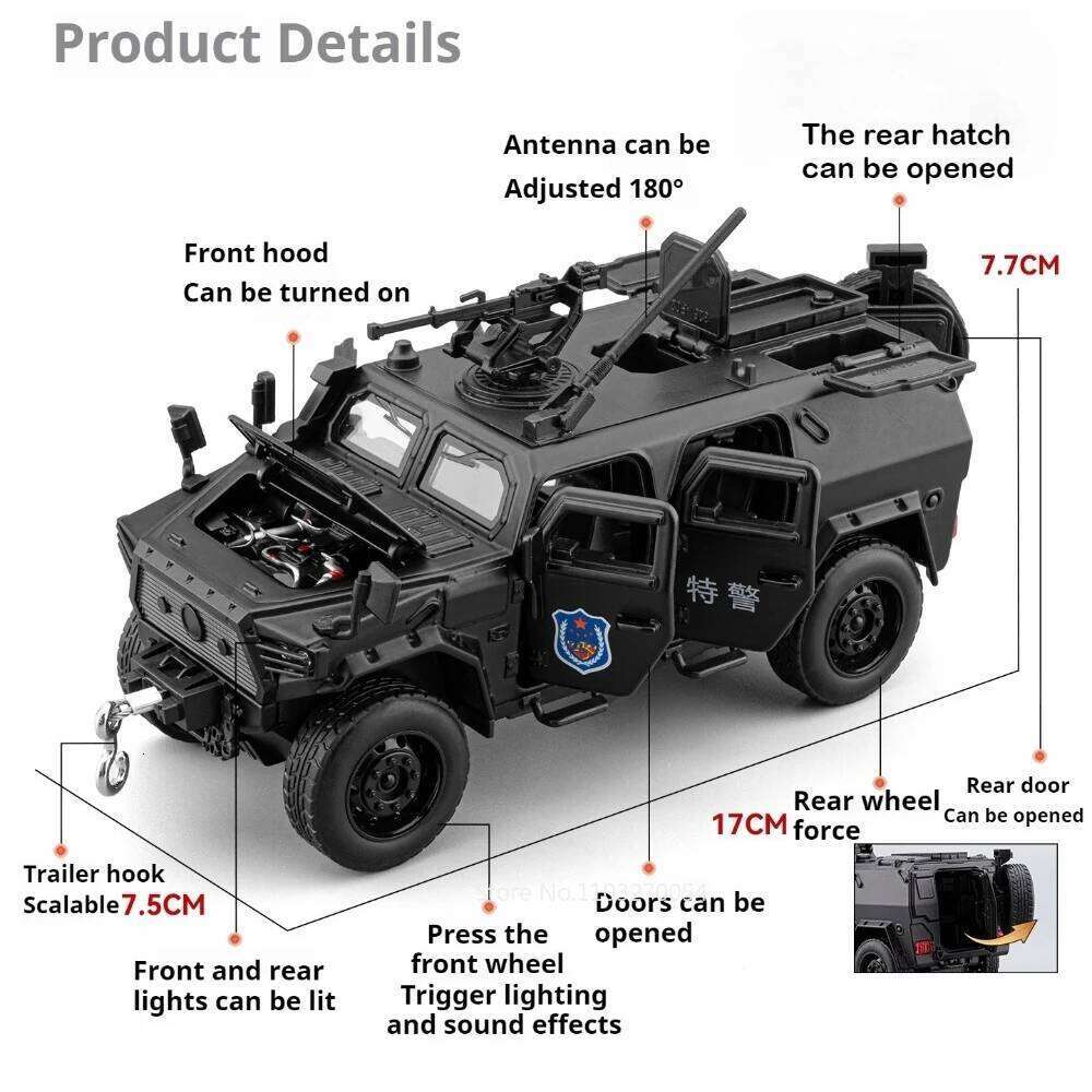 1:32 Conqueror Dongfeng Mengshi Armored Vehicle Diecast Model Alloy Toys Doors Opened Sound Light Pull Back Car Christmas Gifts Z260306