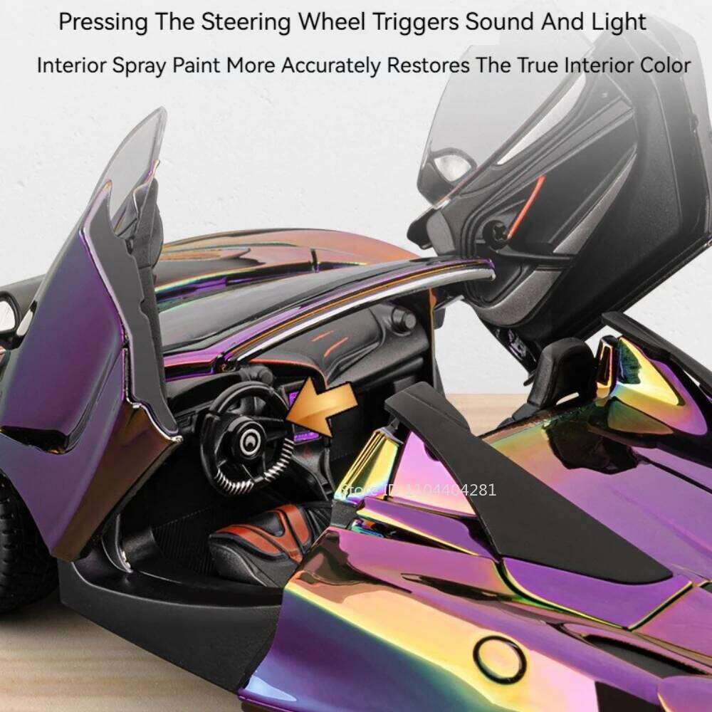 1:24 Alloy Diecast 720S Atlantic Miniature Car Toy Model Doors Opened Sound Light Pull Back Shock Absorption Vehice Holiday Gift Z260306