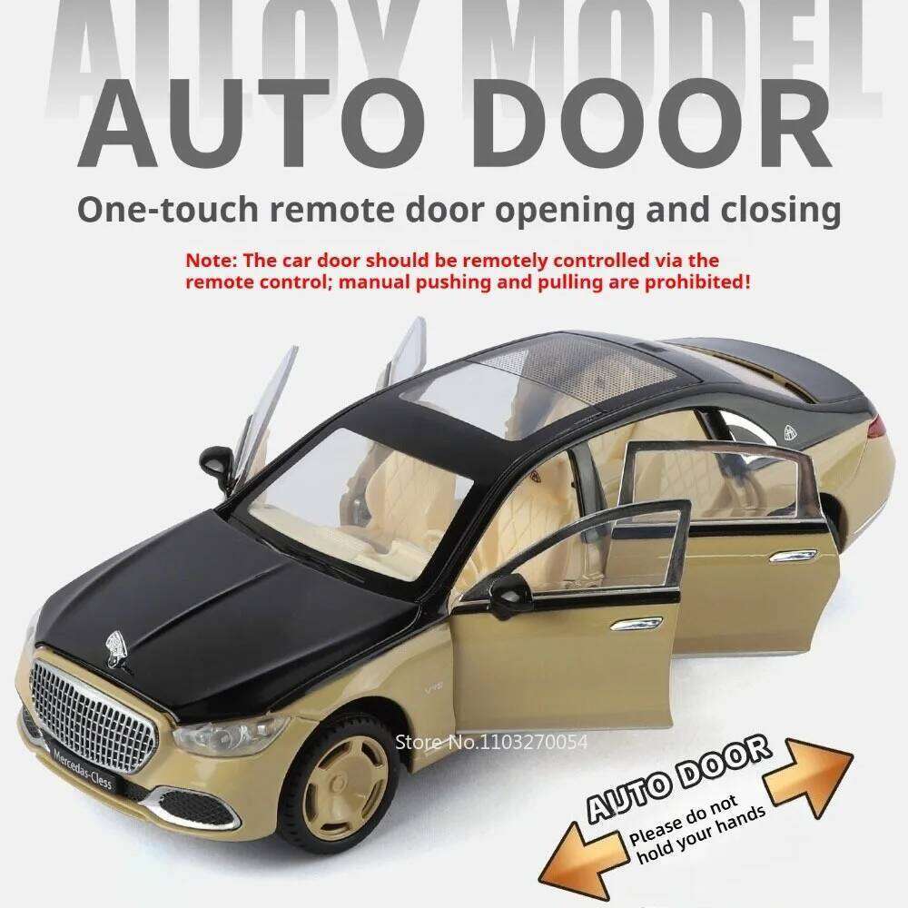 1:24 S680 VS680 Miniature Models Toys Alloy Diecast Front Wheel Steering Automatic Door Sound Light Vehices Collection Ornaments Z260306