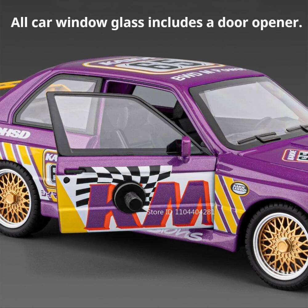 1:24 M3 M4 Miniature Model Toys Diecast Alloy Car Front Wheel Steering with Sound Light Pull Back Vehices Kids Collect Ornaments Z260307