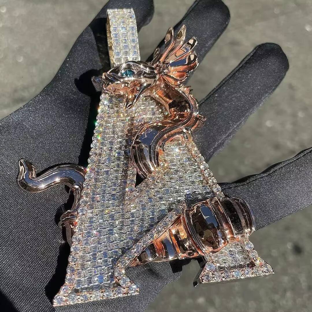 Moissanite Hip Hop Jewelry Manufacture Custom Hip Hop Pendant 925 Silver Moissanite Pendant Men Custom Name Pendant