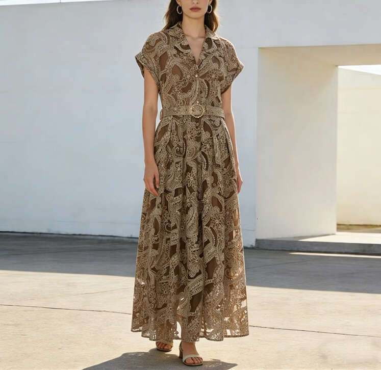 2026 Spring and Summer a3 European and American Elegant and Fashionable Slim fit Sleeveless Shirt with Flip Collar Jacquard Pattern Multi color Long H