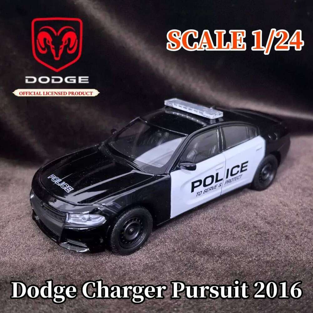 Limited 1:24 Scale Dodge Charger Pursuit 2016 Car Model, Luxury Vehicle Miniature Replica Figure Kid Xmas Gift Toy Z260306