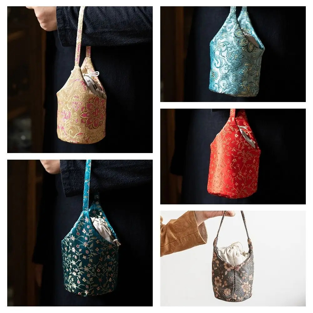 Chinese Style Embroidered Handbag Cotton Tea Tools Storage Bag Small Item Pouch Cheongsam Accessories 260307