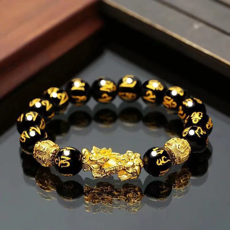Luxury Brand Designer Jewelry Imitation Obsidian Gold-plated Designer Bracelet Buddha Bead Bracelet Good Luck Bracelet Financial Luck Bracelet