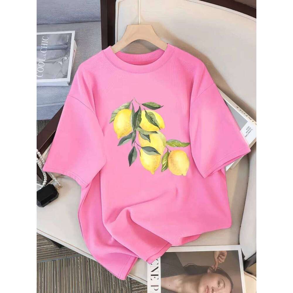 Creative Lemon Pattern T-Shirts Female Soft Tops Fashion Cool Tee Clothing Street Summer Casual Short Sleeve T-shirts XJ260306
