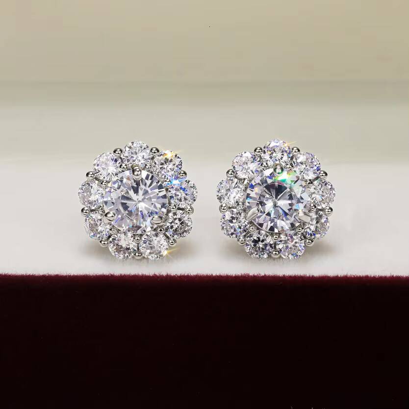 CAOSHI Luxury Party Gifts moissanite VVS Sun Flower Stud Earrings Cubic moissanite VVSia Beautiful Flowers Women Summer Earrings
