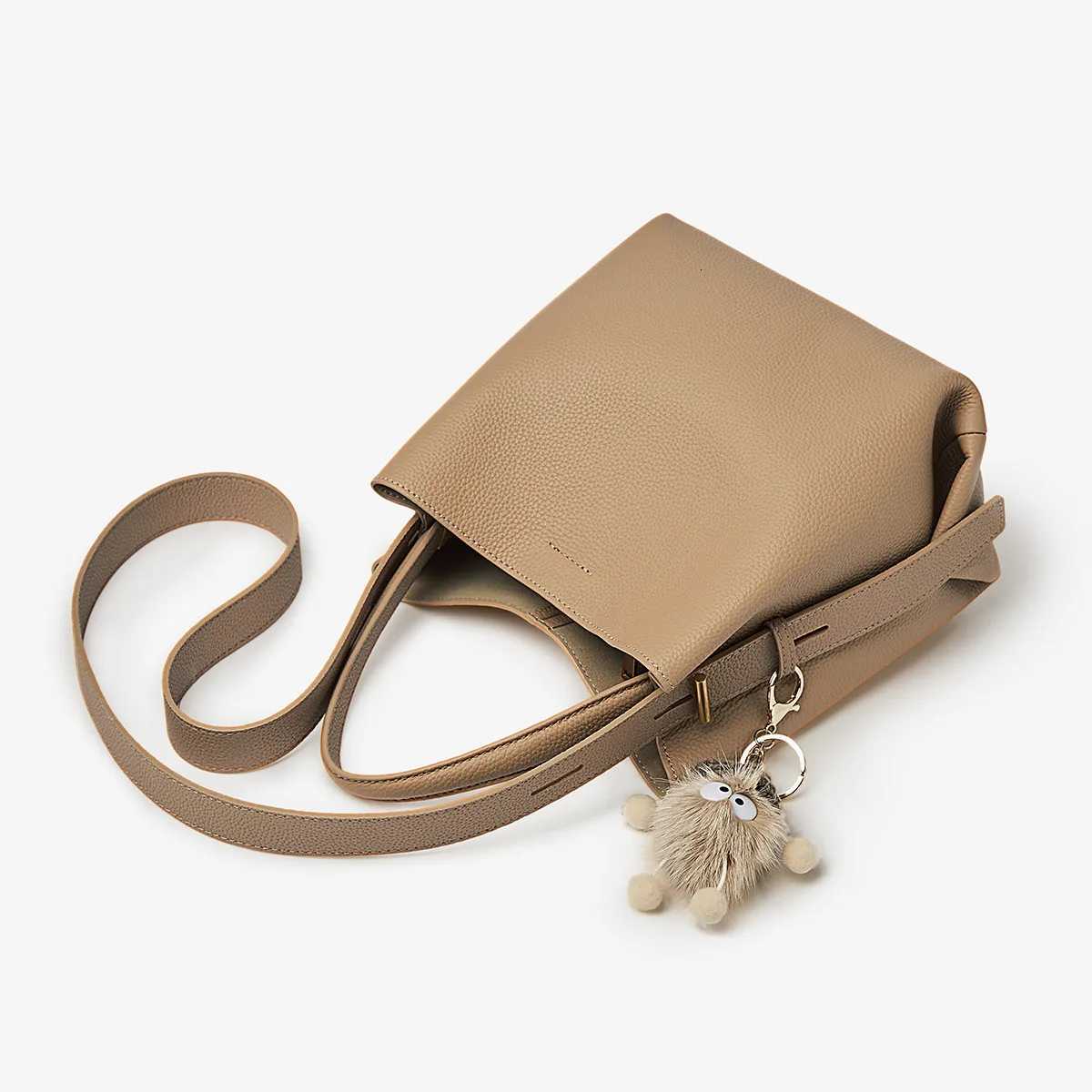 FOXER Simple Genuine Leather Handbag Womens Shoulder Bag Tote Bucket Bag Large Capacity Female Cross body Bag Pusre Casual H260306