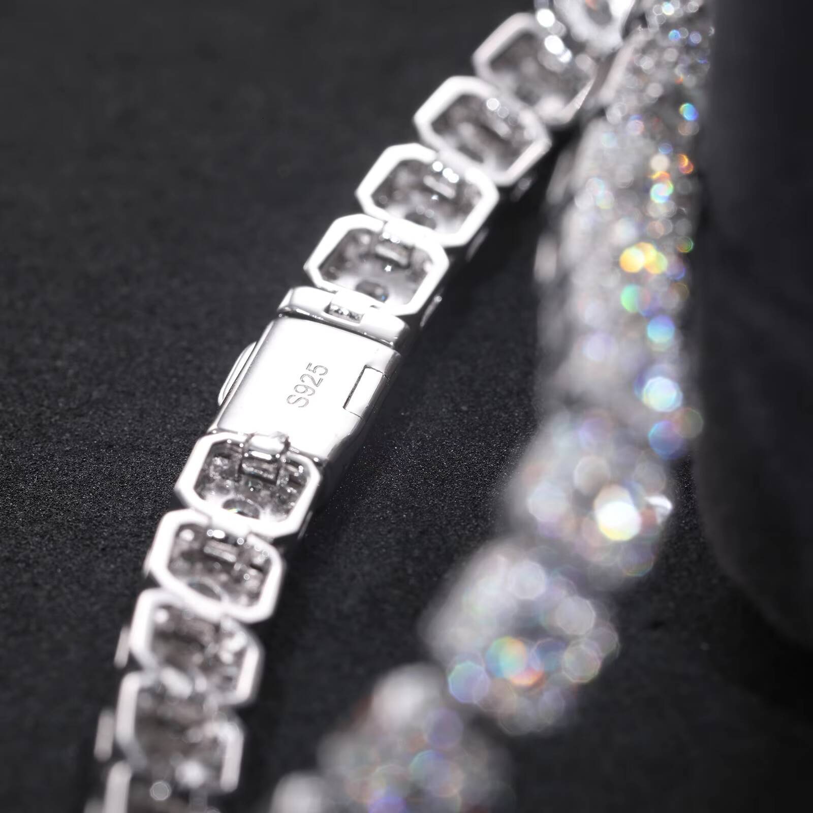 Sparkling 6mm 8mm Moissanite Halo Tennis Bracelet High Quality White Gold Non Fade 925 Sterling Silver Hip Hop Jewelry for Men